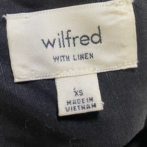 Aritzia Wilfred Linen Blend Tunic Long Sleeve Button V Neck Mini Dress Black XS - Picture 7 of 9